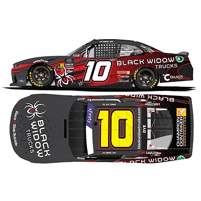 Action Racing Daniel Dye 2024 #10 Black Widow Xfinity Series 1:24 Peinture régulière Chevrolet Camaro moulée sous pression