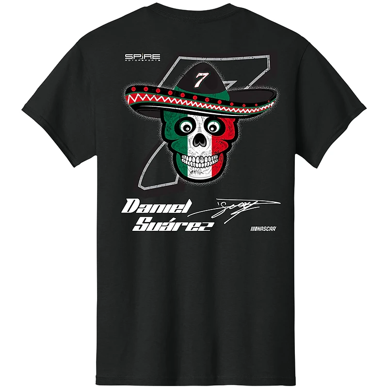 Men's Classic Ink Black Daniel Suarez Spire Motorsports Tri-Blend T-Shirt