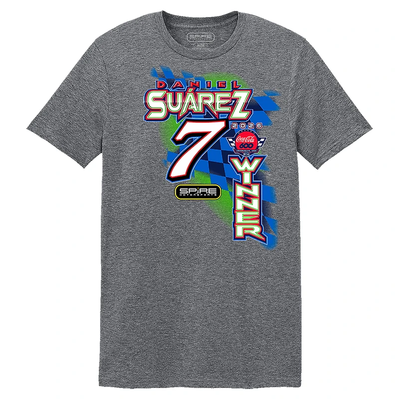 Men's Classic Ink Gray Daniel Suarez 2026 Coca-Cola 600 Race Winner T-Shirt