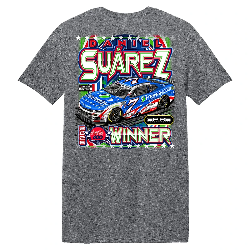 Men's Classic Ink Gray Daniel Suarez 2026 Coca-Cola 600 Race Winner T-Shirt