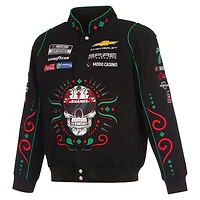 Veste de course en sergé à boutons-pression JH Design noire Daniel Suarez 2026 Sugar Skull pour homme