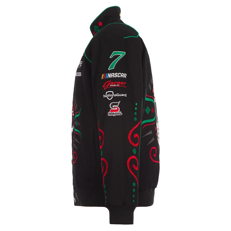 Men's JH Design Black Daniel Suarez 2026 Sugar Skull Full-Snap Twill Racing Jacket