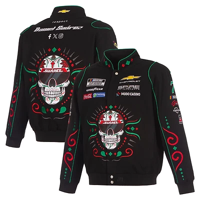Men's JH Design Black Daniel Suarez 2026 Sugar Skull Full-Snap Twill Racing Jacket