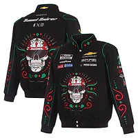Men's JH Design Black Daniel Suarez 2026 Sugar Skull Full-Snap Twill Racing Jacket