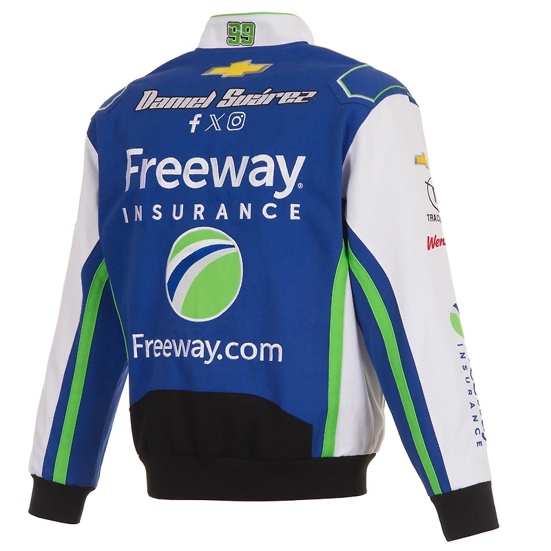 Veste d'uniforme en sergé à boutons-pression Daniel Suarez Freeway Insurance pour homme de JH Design Royal/White