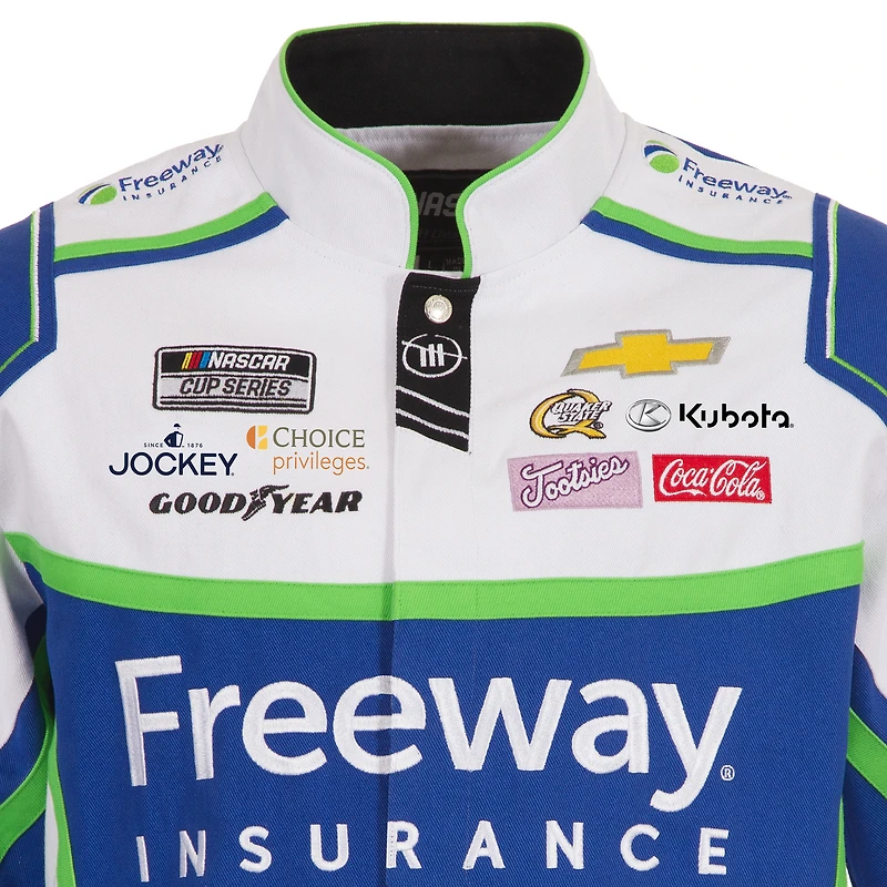 Veste d'uniforme en sergé à boutons-pression Daniel Suarez Freeway Insurance pour homme de JH Design Royal/White