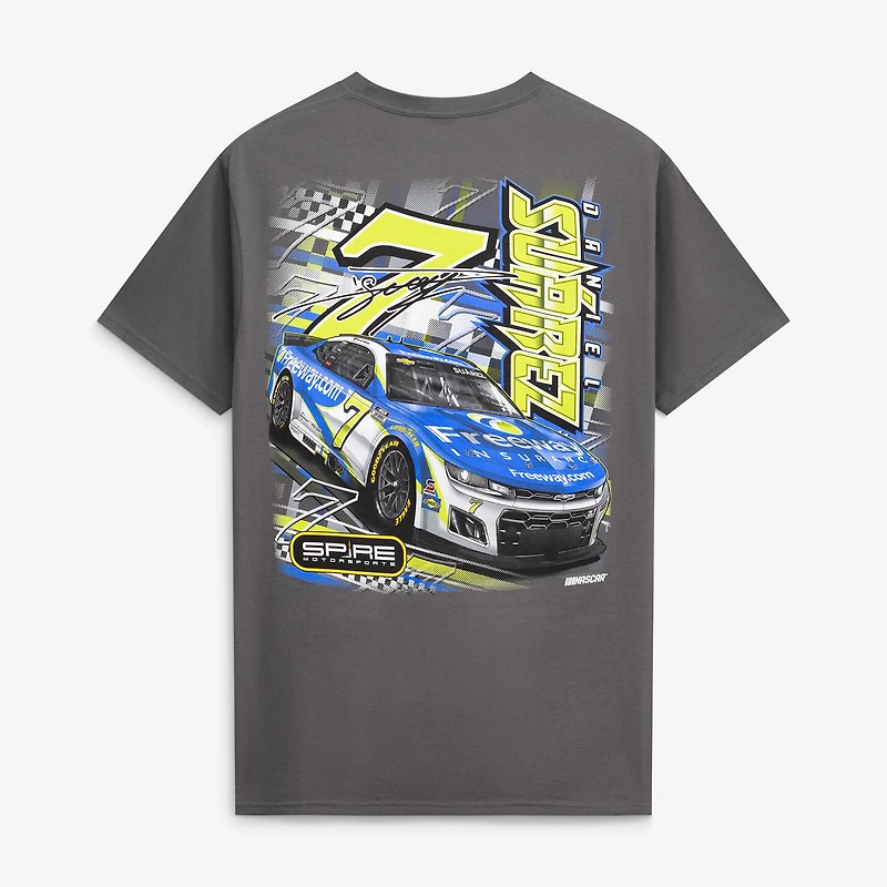 Men's Spire Motorsports Charcoal Daniel Suarez #7 Freeway Insurance T-Shirt