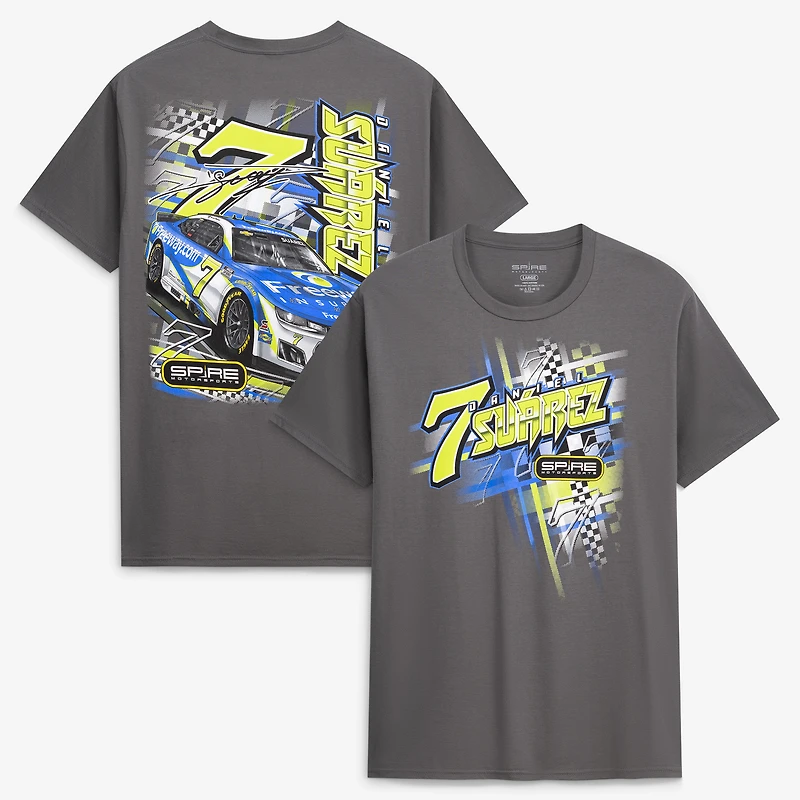 Men's Spire Motorsports Charcoal Daniel Suarez #7 Freeway Insurance T-Shirt