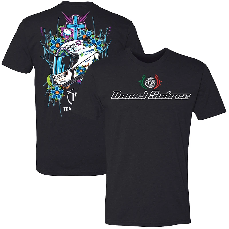 T-shirt noir pour homme avec casque Daniel Suarez de la collection Trackhouse Racing Team