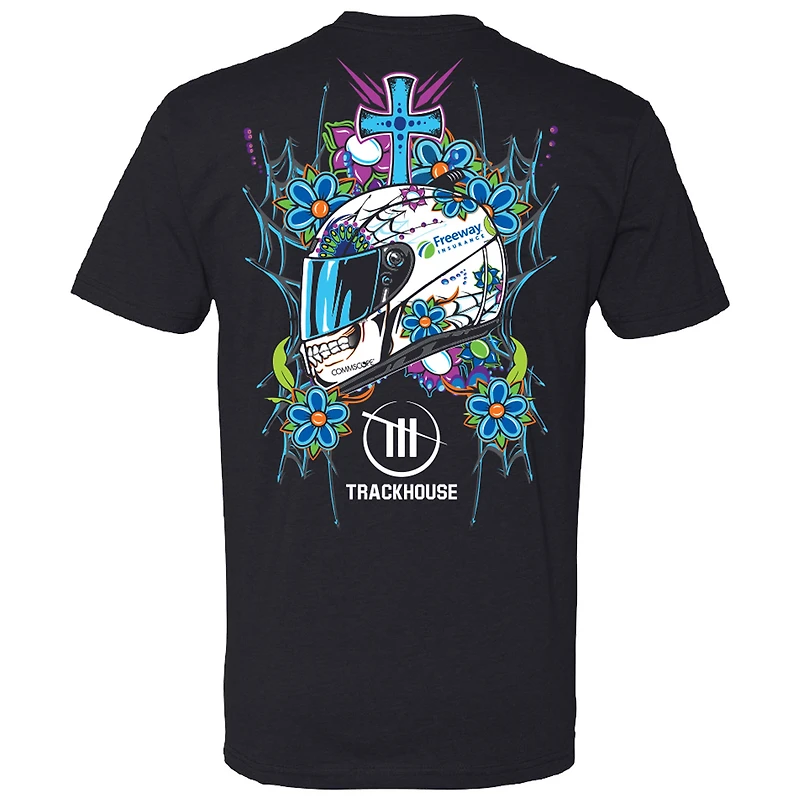 Men's Trackhouse Racing Team Collection  Black Daniel Suarez Helmet T-Shirt