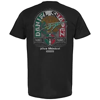 T-shirt noir pour homme de la collection Trackhouse Racing Team avec emblème du patrimoine mexicain Daniel Suarez