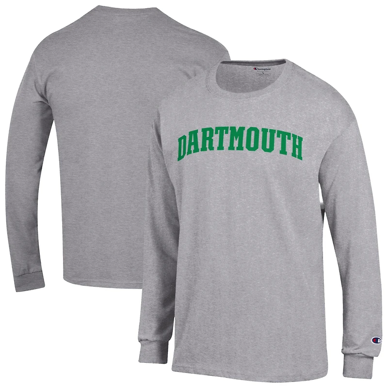 Men's Champion Heather Gray Dartmouth Big Green Basic Arch Long Sleeve T-Shirt