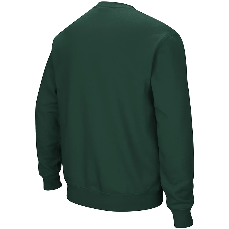 Men's Colosseum Green Dartmouth Big Arch & Logo Tackle Twill Pullover Sweatshirt