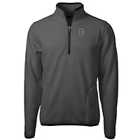 Men's Cutter & Buck  Gray/Black Dartmouth Big Green Cascade Eco Sherpa Fleece Quarter-Zip Pullover Jacket