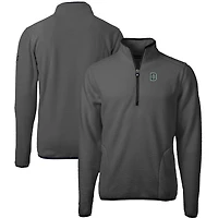 Men's Cutter & Buck  Gray/Black Dartmouth Big Green Cascade Eco Sherpa Fleece Quarter-Zip Pullover Jacket
