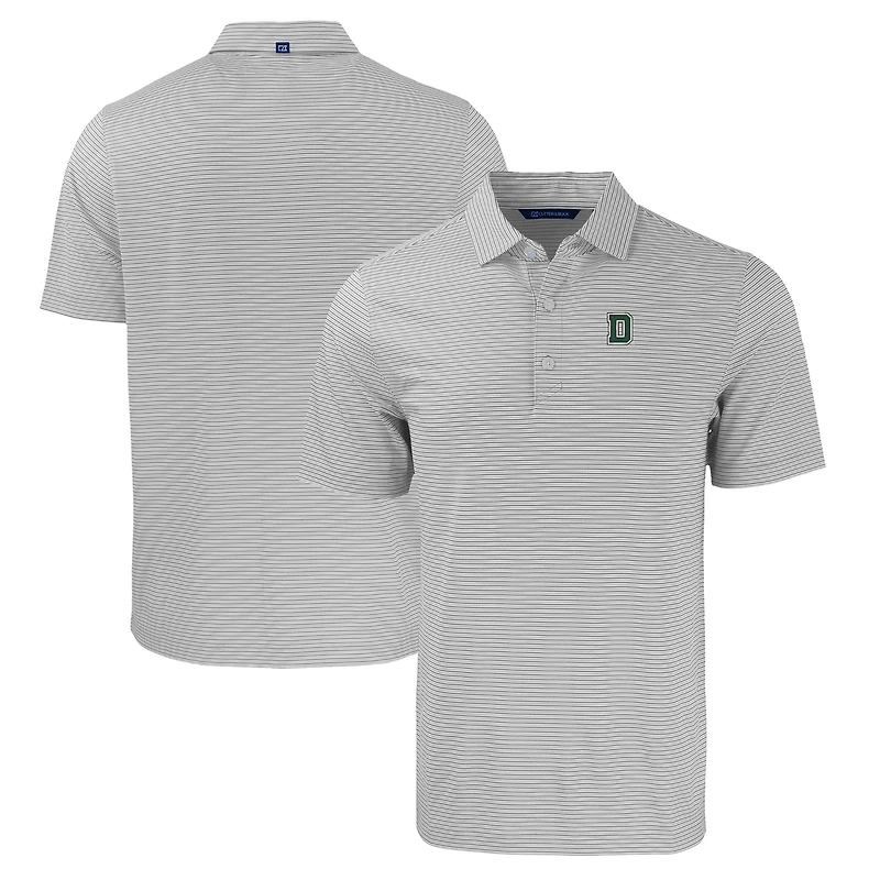 Polo recyclé extensible à double rayure écologique Forge pour homme, gris/blanc, Dartmouth Big Green, coupe Cutter & Buck, grande et taille