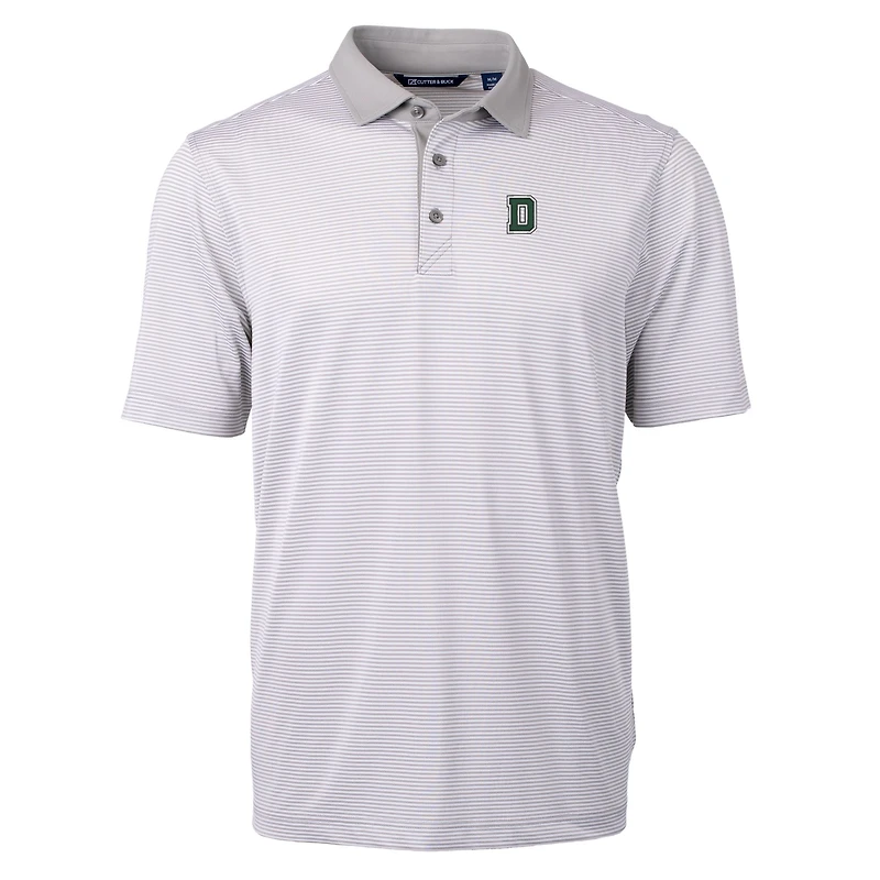Men's Cutter & Buck Gray/White Dartmouth Big Green Tall Virtue Eco Pique Micro Stripe Recycled Polo