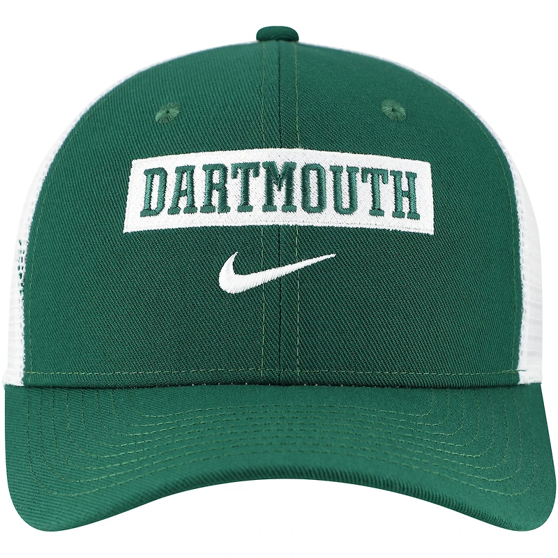 Men's Nike Green Dartmouth Big Green 2024/25 Sideline Rise Trucker Adjustable Hat