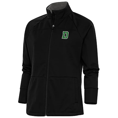 Women's Antigua Black Dartmouth Big Green Links Full-Zip Golf Jacket