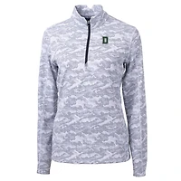 Women's Cutter & Buck Charcoal Dartmouth Big Green Traverse Camo Quarter-Zip Pullover Top