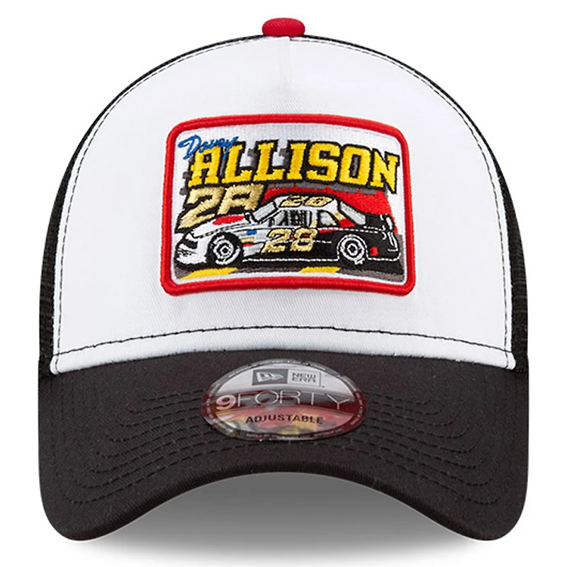 Men's New Era White/Black Davey Allison Legends 9FORTY A-Frame Adjustable Trucker Hat