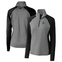 Women's Cutter & Buck  Black Dayton Dragons Forge DryTec Tonal Stripe Stretch Half-Zip Top