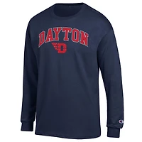 T-shirt à manches longues pour homme avec logo Arch Over Dayton Flyers Champion Navy