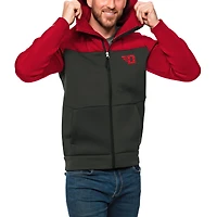 Men's Antigua Red/Charcoal Dayton Flyers Protect Full-Zip Hoodie