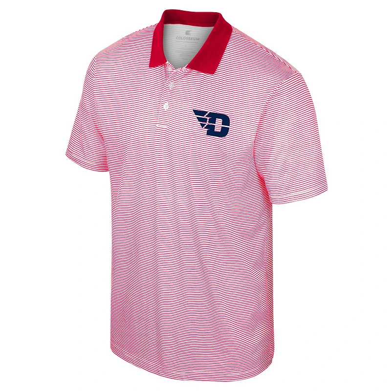 Men's Colosseum White/Red Dayton Flyers Print Stripe Polo