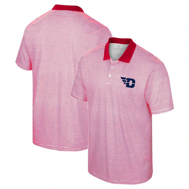 Men's Colosseum White/Red Dayton Flyers Print Stripe Polo