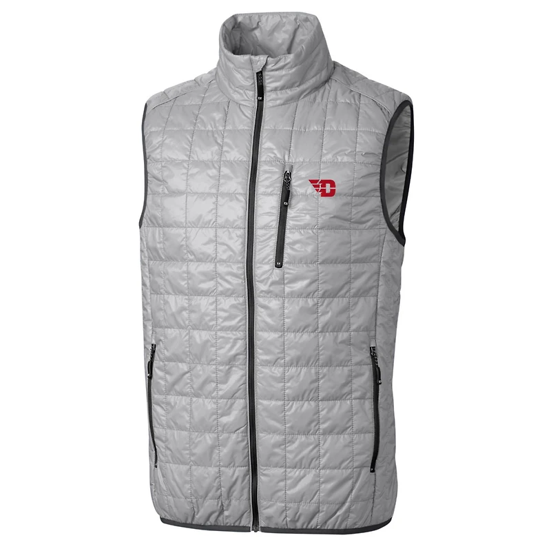 Men's Cutter & Buck Gray Dayton Flyers Big Tall Rainier PrimaLoft Eco Full-Zip Puffer Vest