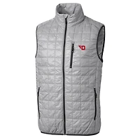 Men's Cutter & Buck Gray Dayton Flyers Big Tall Rainier PrimaLoft Eco Full-Zip Puffer Vest