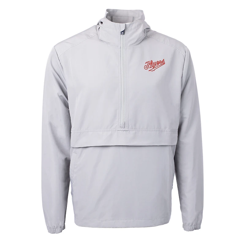 Men's Cutter & Buck  Gray Dayton Flyers Vault Charter Eco Recycled Half-Zip Anorak Jacket