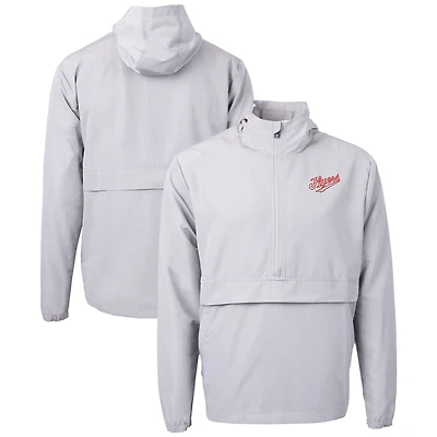 Men's Cutter & Buck  Gray Dayton Flyers Vault Charter Eco Recycled Half-Zip Anorak Jacket