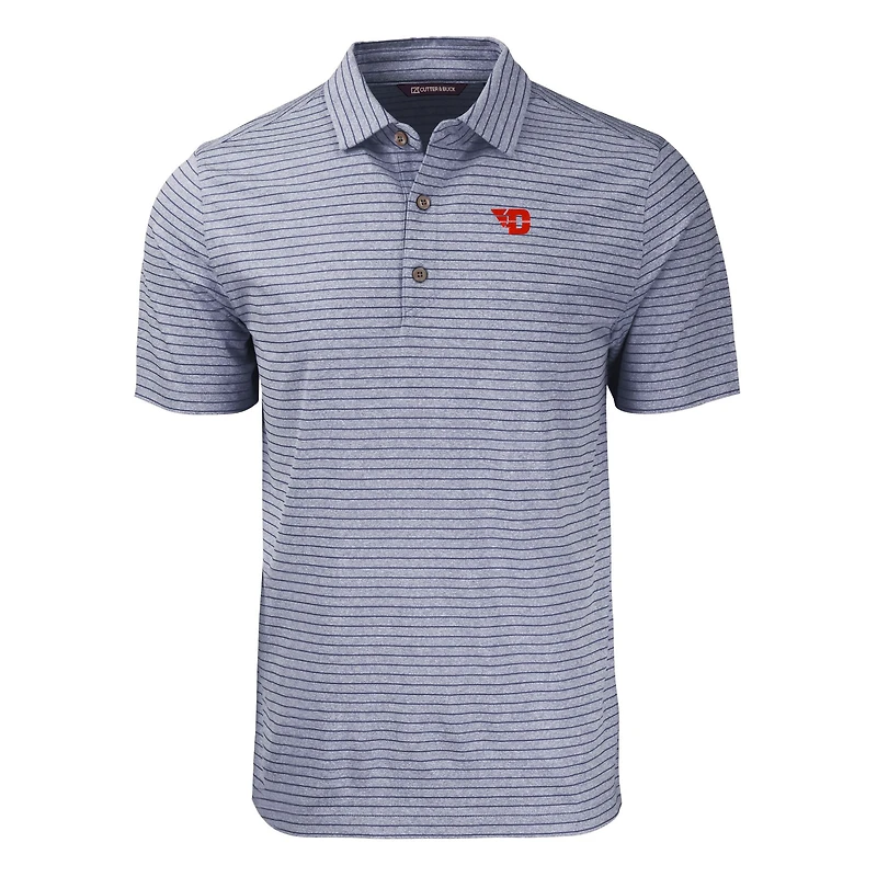 Men's Cutter & Buck  Heather Navy Dayton Flyers Big Tall Forge Eco Stripe Stretch Recycled Polo