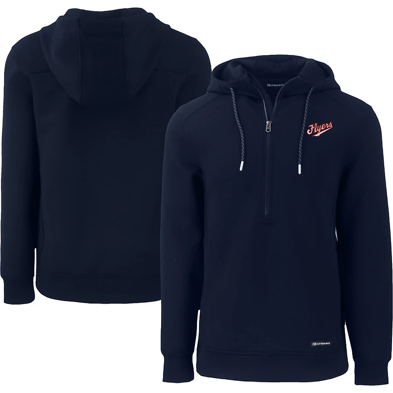 Sweat à capuche demi-zippé recyclé Roam Eco pour homme, bleu marine, des Dayton Flyers de Cutter & Buck