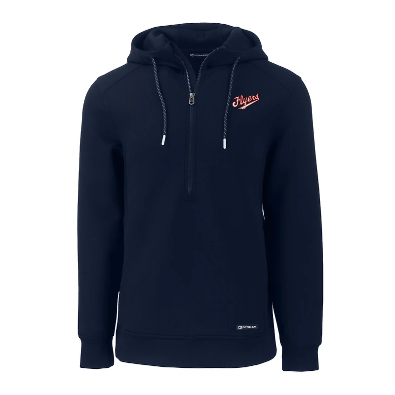 Men's Cutter & Buck  Navy Dayton Flyers Roam Eco Recycled Half-Zip Hoodie