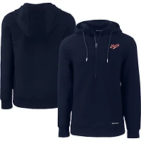 Men's Cutter & Buck  Navy Dayton Flyers Roam Eco Recycled Half-Zip Hoodie