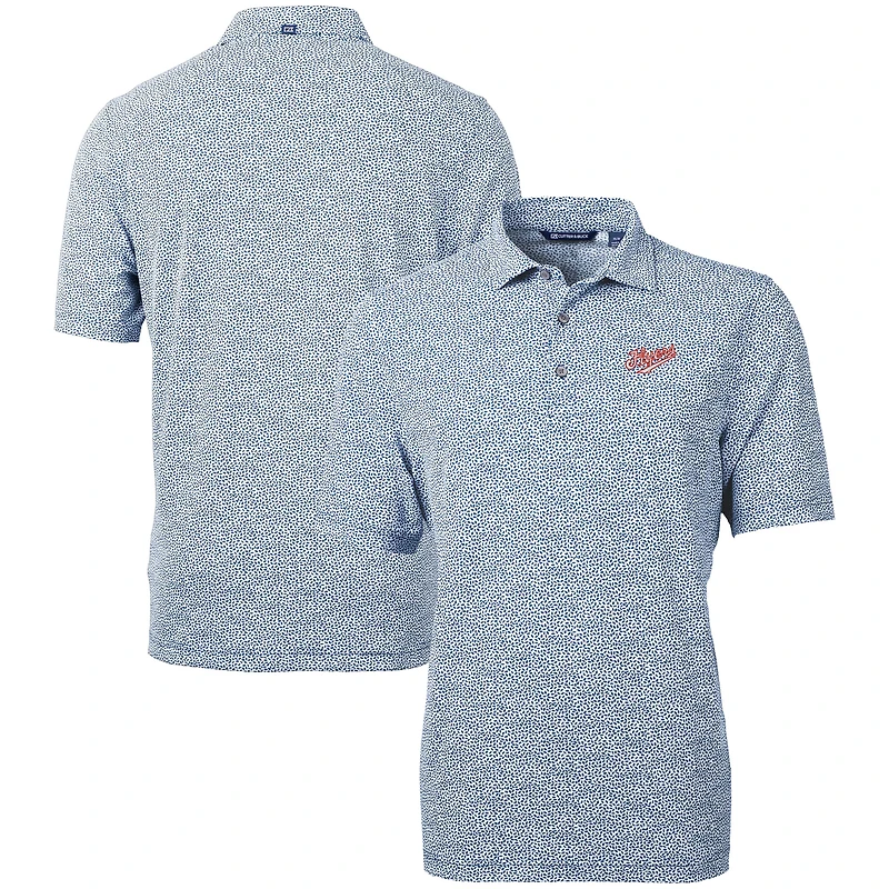 Men's Cutter & Buck  Navy Dayton Flyers Vault DryTec Virtue Eco Pique Botanical Print Recycled Polo