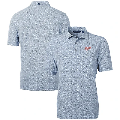 Men's Cutter & Buck  Navy Dayton Flyers Vault DryTec Virtue Eco Pique Botanical Print Recycled Polo