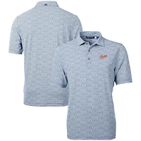 Men's Cutter & Buck  Navy Dayton Flyers Vault DryTec Virtue Eco Pique Botanical Print Recycled Polo
