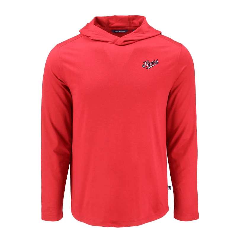 Men's Cutter & Buck Red Dayton Flyers Coastline Epic Comfort Eco Recycled Long Sleeve Hoodie T-Shirt