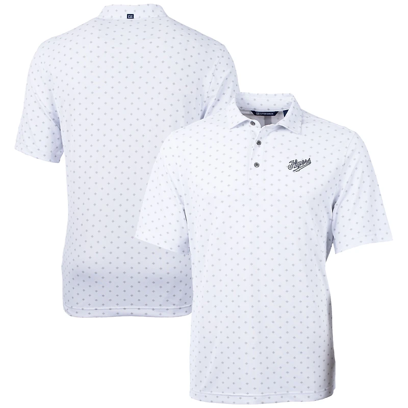 Polo recyclé à imprimé mosaïque en piqué écologique Vault DryTec Virtue pour homme des Flyers de Dayton, blanc Cutter & Buck