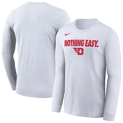 T-shirt à manches longues Nike Dayton Flyers 2025 On-Court Bench pour homme, blanc
