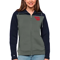 Women's Antigua Navy/Steel Dayton Flyers Protect Full-Zip Jacket