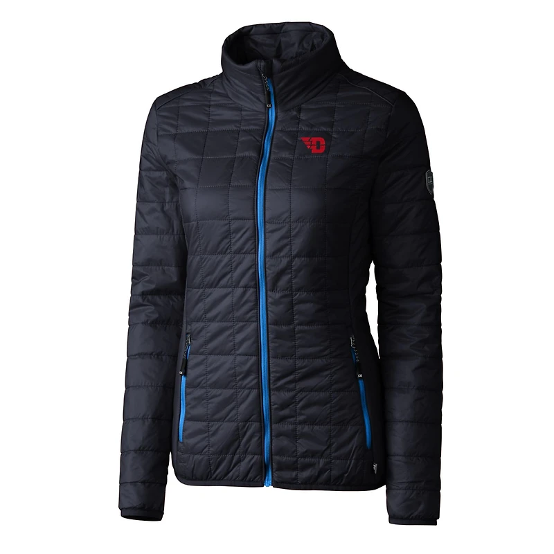 Women's Cutter & Buck Navy Dayton Flyers Rainier Eco Insulated Puffer Full-Zip Jacket
