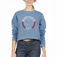 Women's Uscape Apparel Powder Blue Dayton Flyers Fleece Crop Pullover Sweatshirt