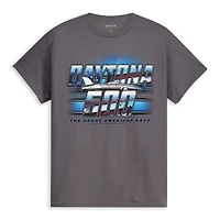 T-shirt homme à damier, motif drapeau, couleur anthracite, Daytona International Speedway 2026, 500, la grande course américaine