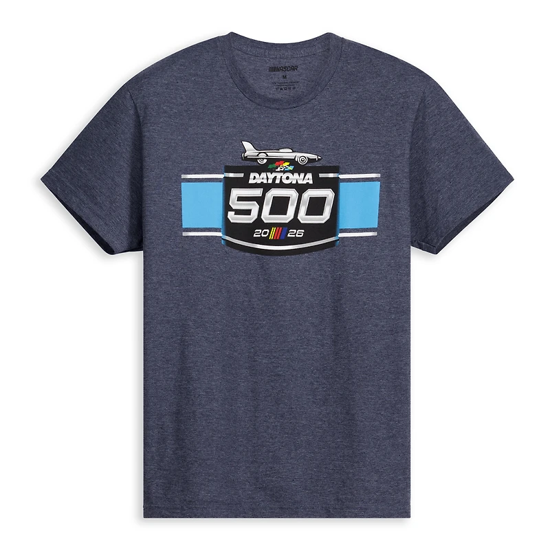 Men's Checkered Flag Sports Heather Navy Daytona International Speedway 2026 500 Logo T-Shirt