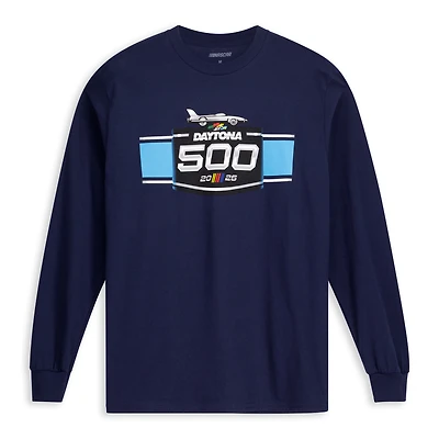 Men's Checkered Flag Sports Navy Daytona International Speedway 2026 500 Logo Long Sleeve T-Shirt
